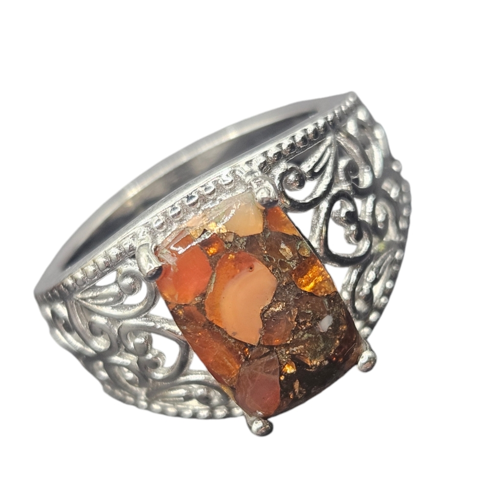 Matrix Fire Opal Ring